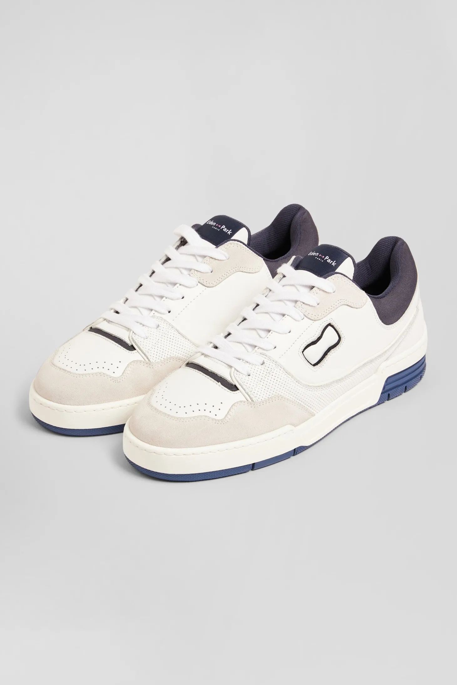 EP10 beige and navy blue leather sneakers