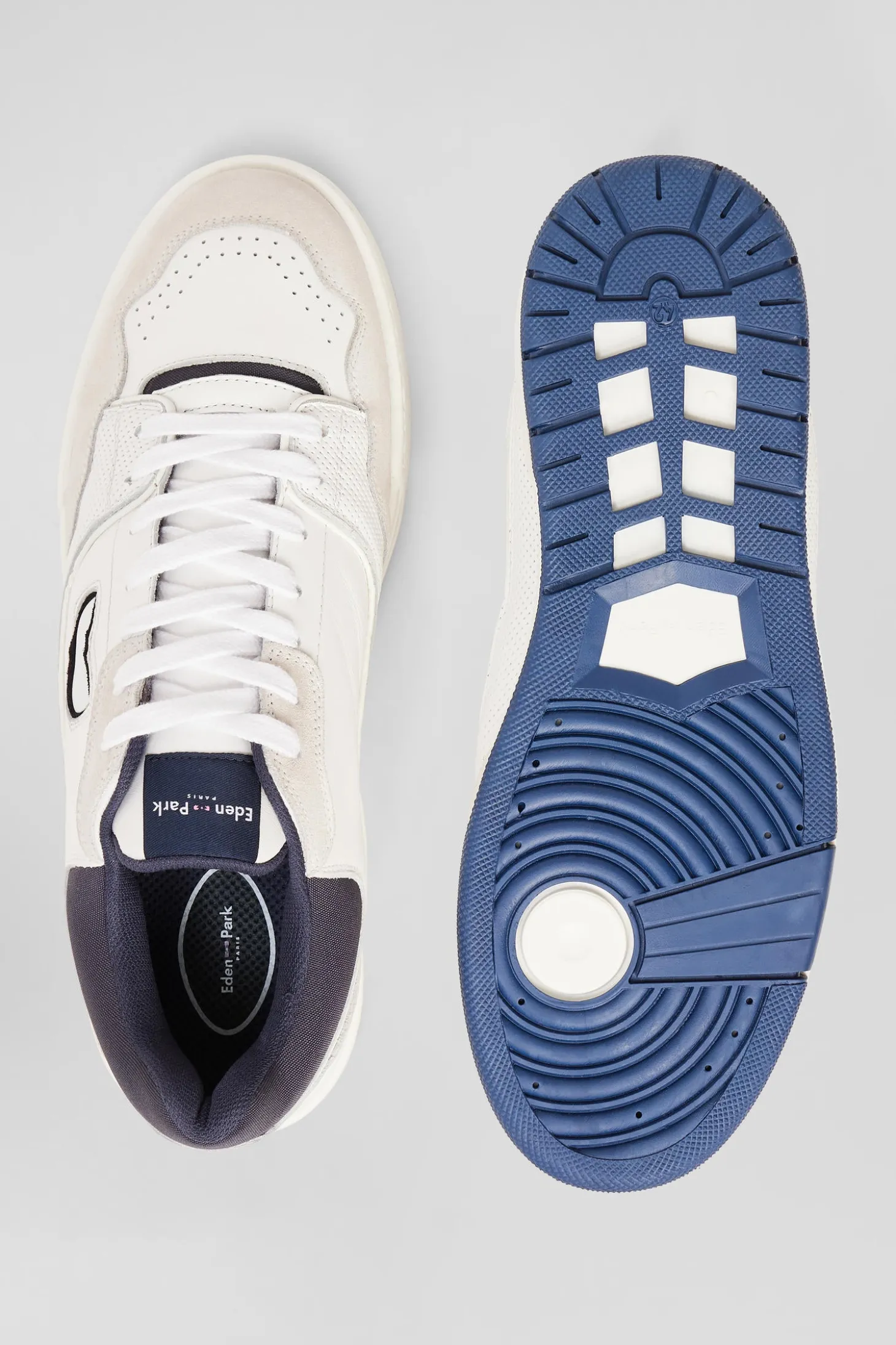 EP10 beige and navy blue leather sneakers