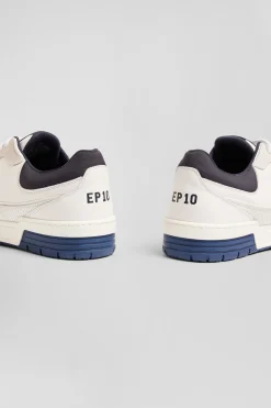 EP10 beige and navy blue leather sneakers