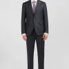 Fitted suit in dark grey wool