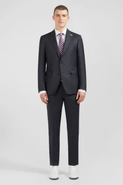 Fitted suit in dark grey wool