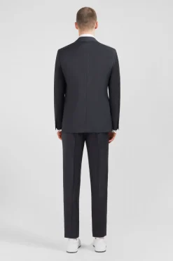 Fitted suit in dark grey wool