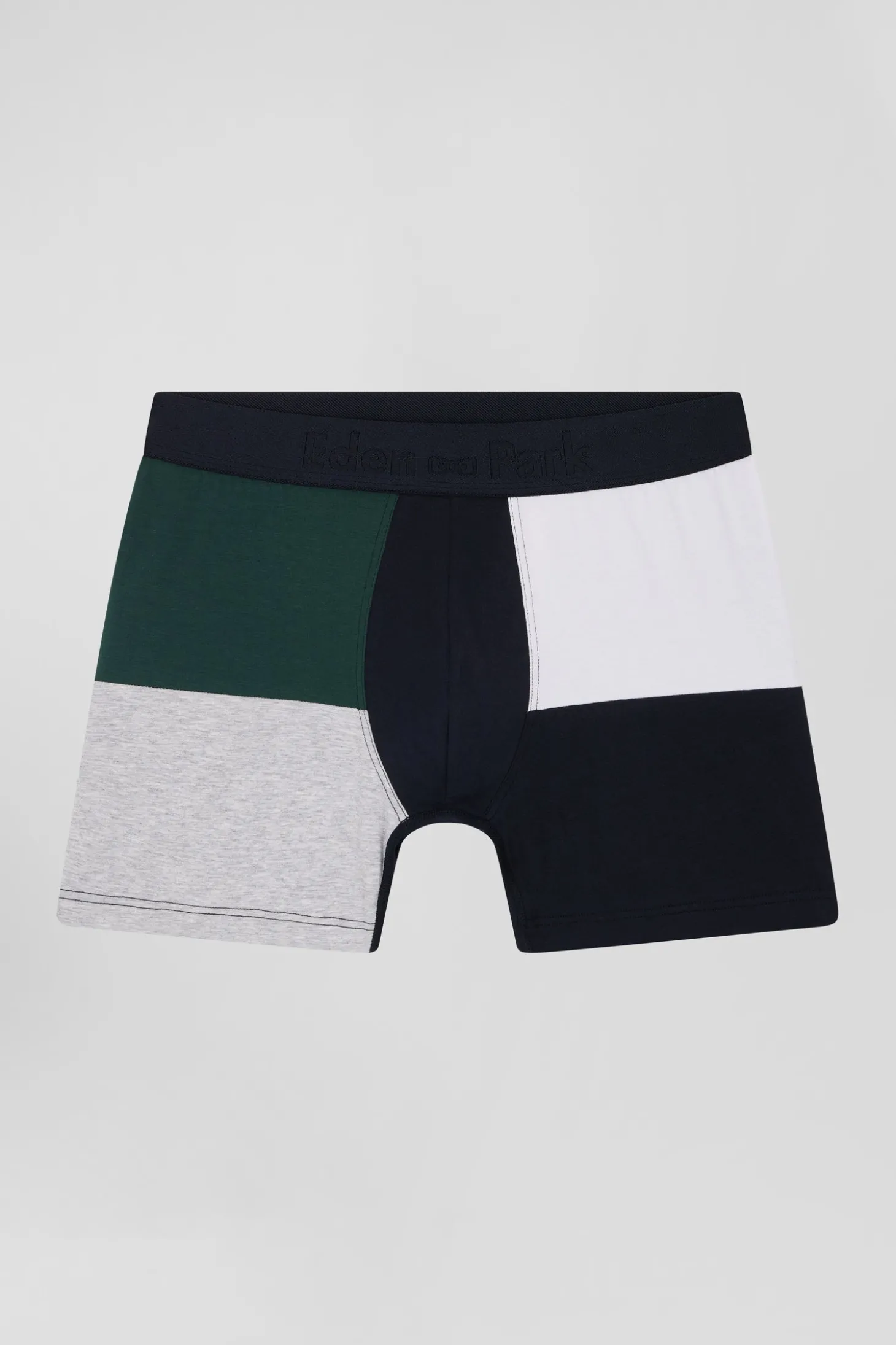 Green colorblock stretch cotton boxers