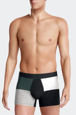 Green colorblock stretch cotton boxers