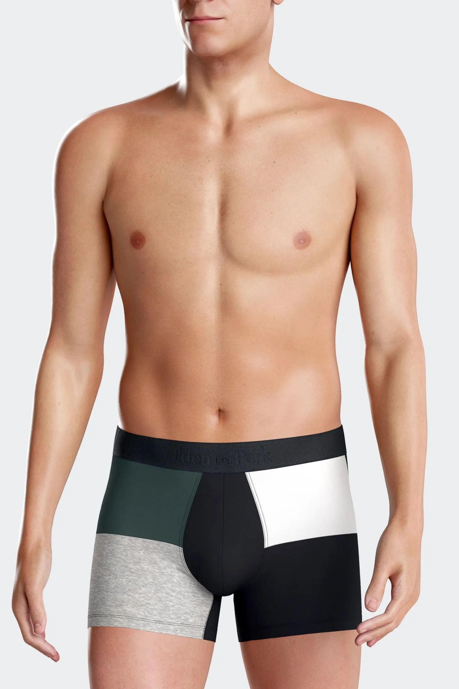 Green colorblock stretch cotton boxers