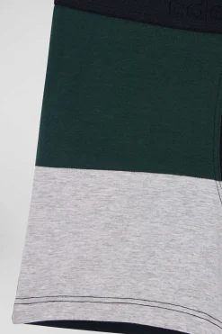 Green colorblock stretch cotton boxers
