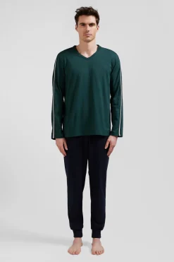 Green long cotton pajamas