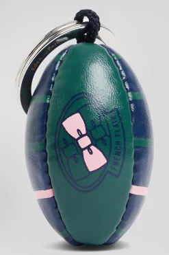 Green rugby ball key ring with Eden Park screen-print