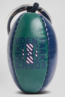 Green rugby ball key ring