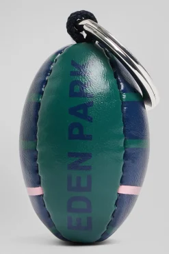 Green rugby ball key ring with Eden Park screen-print