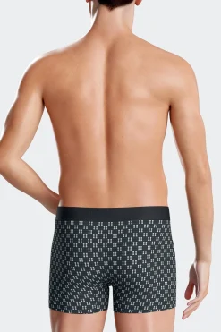 Green stretch cotton boxers with micro patterns