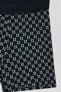 Green stretch cotton boxers with micro patterns
