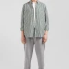 Green striped cotton poplin shirt Regular fit
