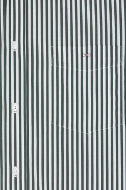 Green striped cotton poplin shirt Regular fit