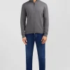 Grey cotton cardigan with zipper