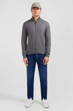 Grey cotton cardigan with zipper