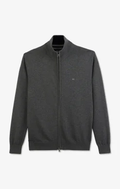 Grey cotton cardigan with zipper