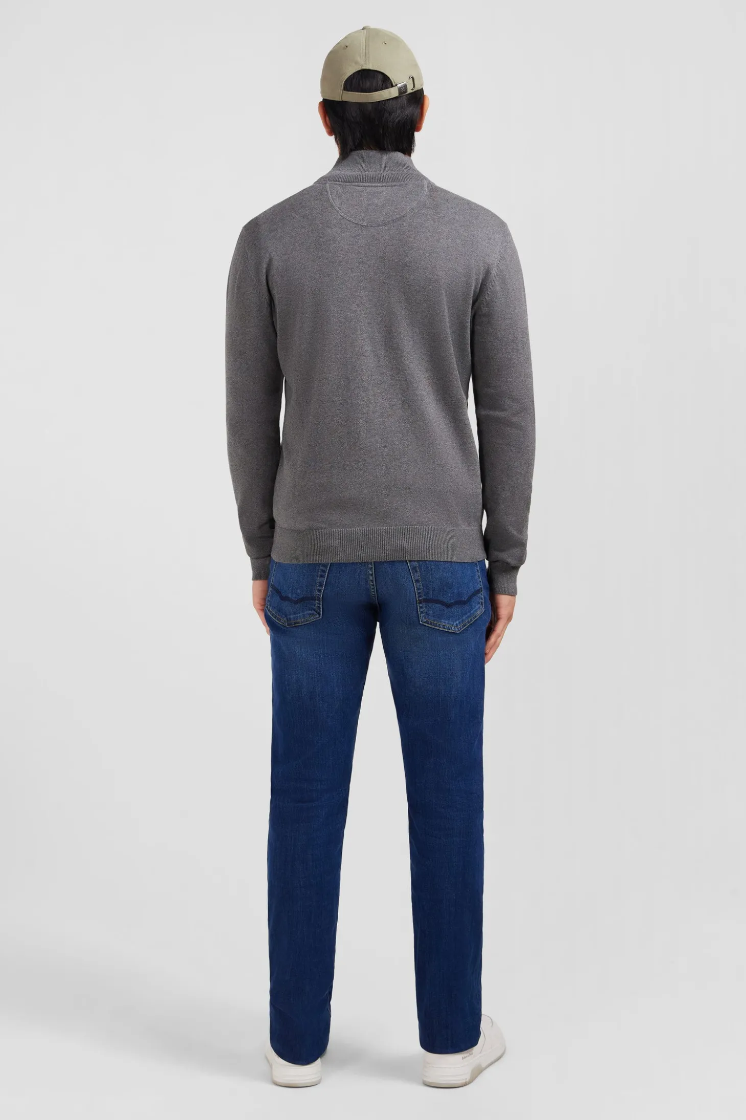 Grey cotton cardigan with zipper
