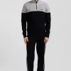 Grey cotton half-zip jumper with knit details Regular fit