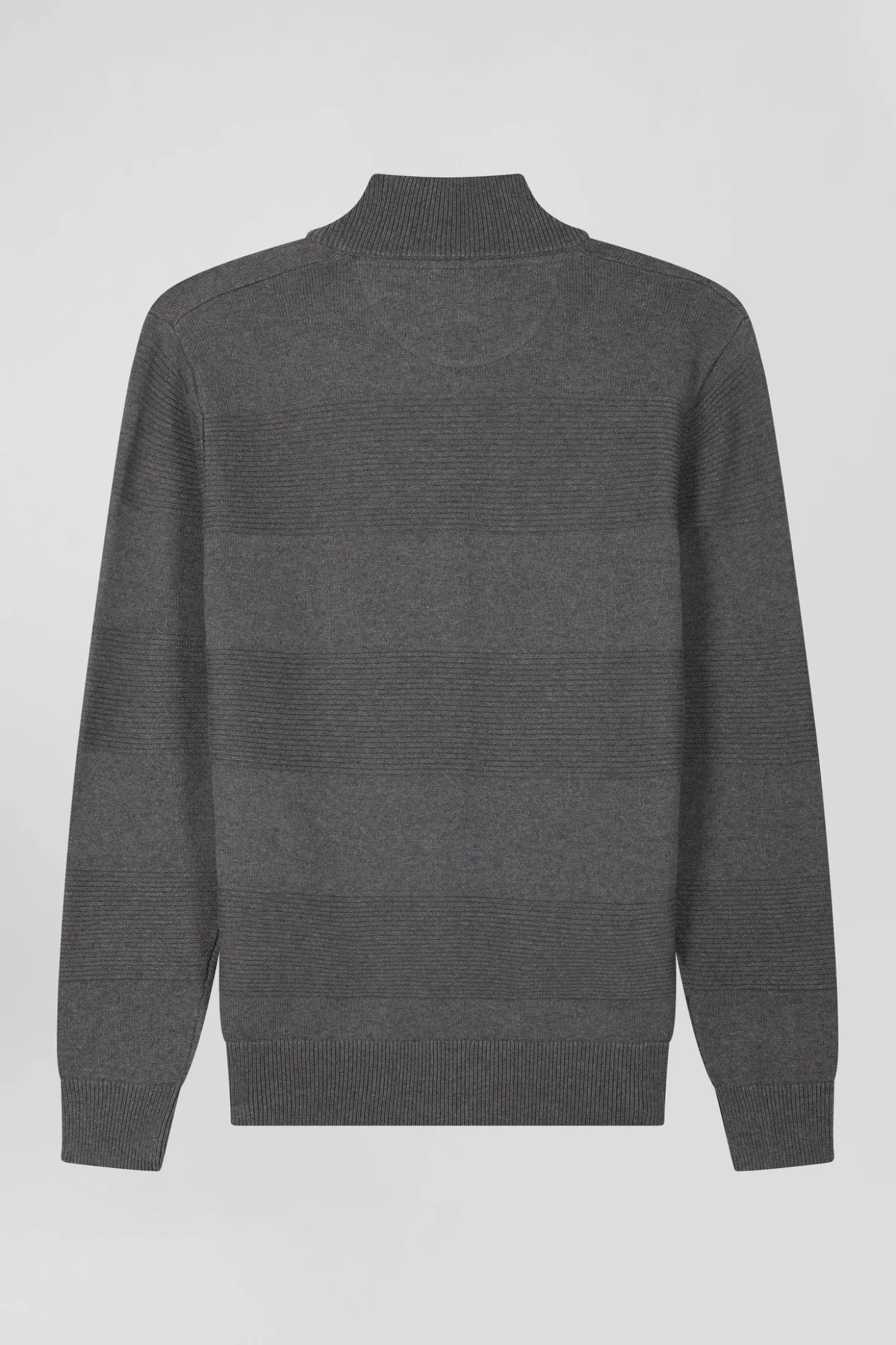 Grey cotton half-zip jumper with knit details Regular fit
