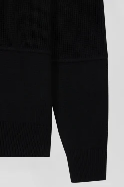 Grey cotton half-zip jumper with knit details Regular fit