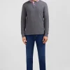 Grey cotton polo with contrasting neck
