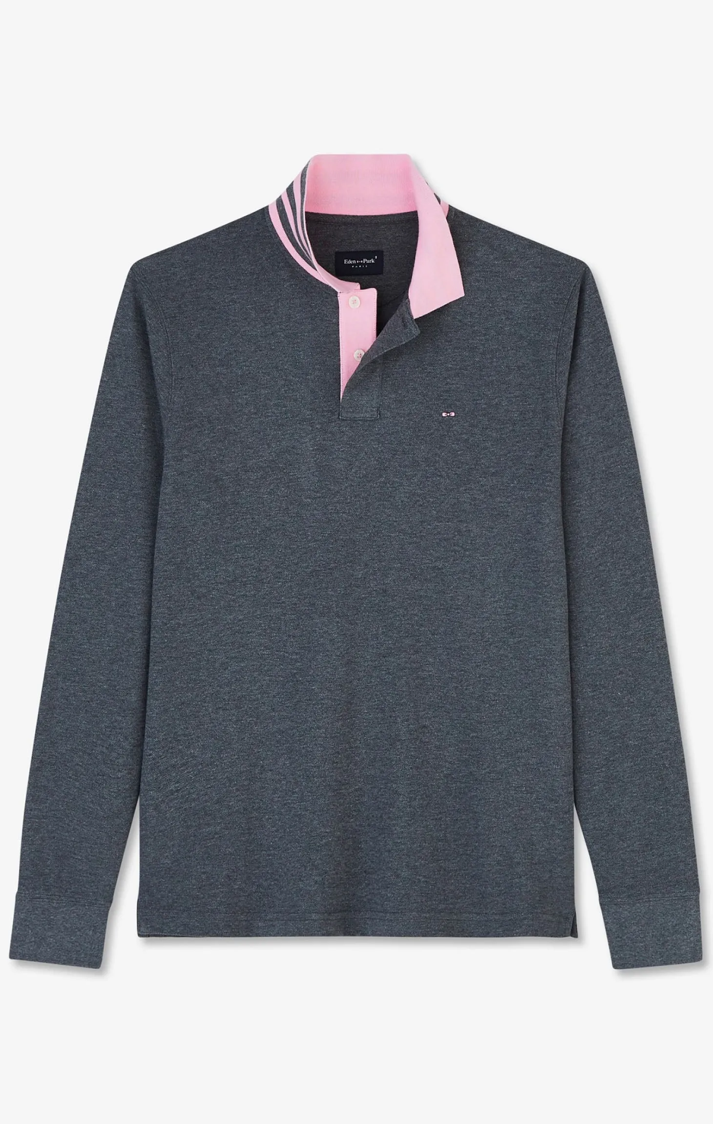 Grey cotton polo with contrasting neck