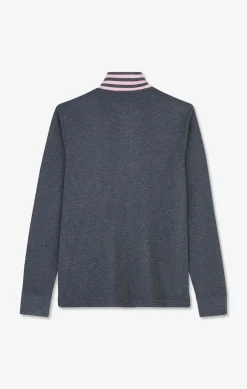 Grey cotton polo with contrasting neck