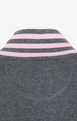 Grey cotton polo with contrasting neck
