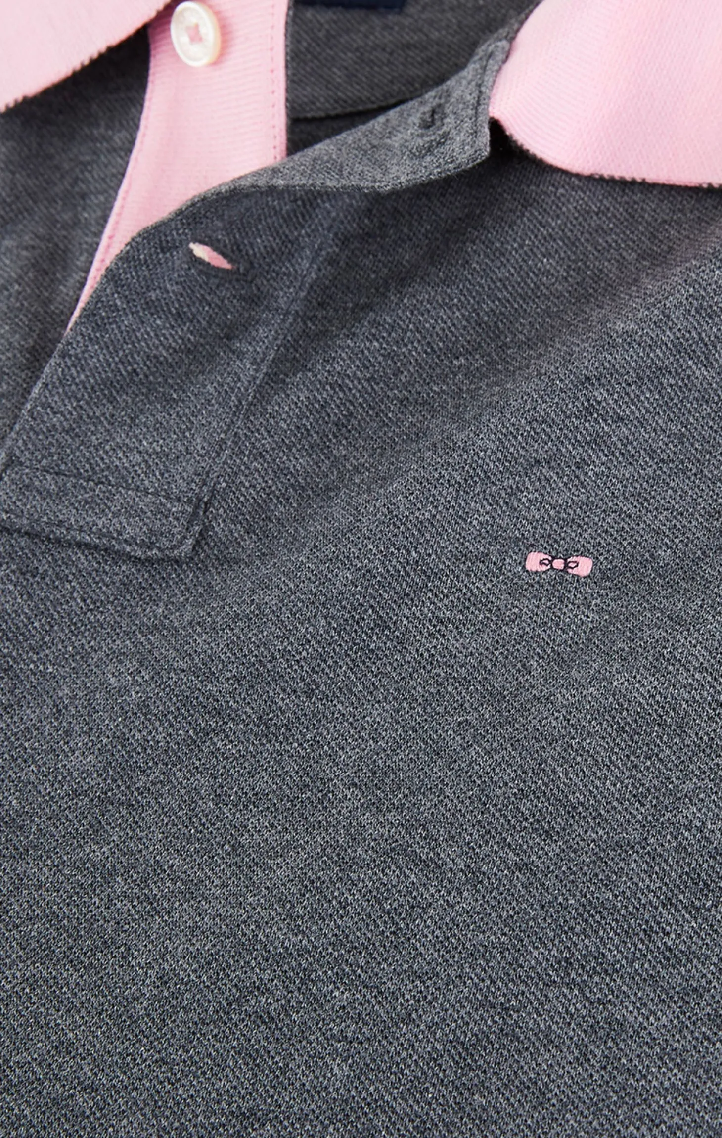 Grey cotton polo with contrasting neck