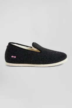 Grey felt and shearling slippers