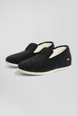 Grey felt and shearling slippers