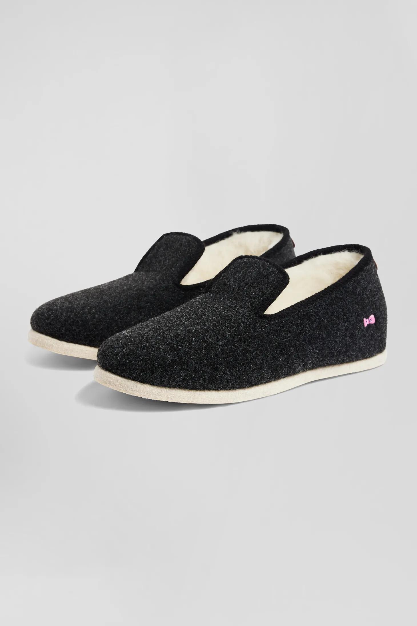 Grey felt and shearling slippers