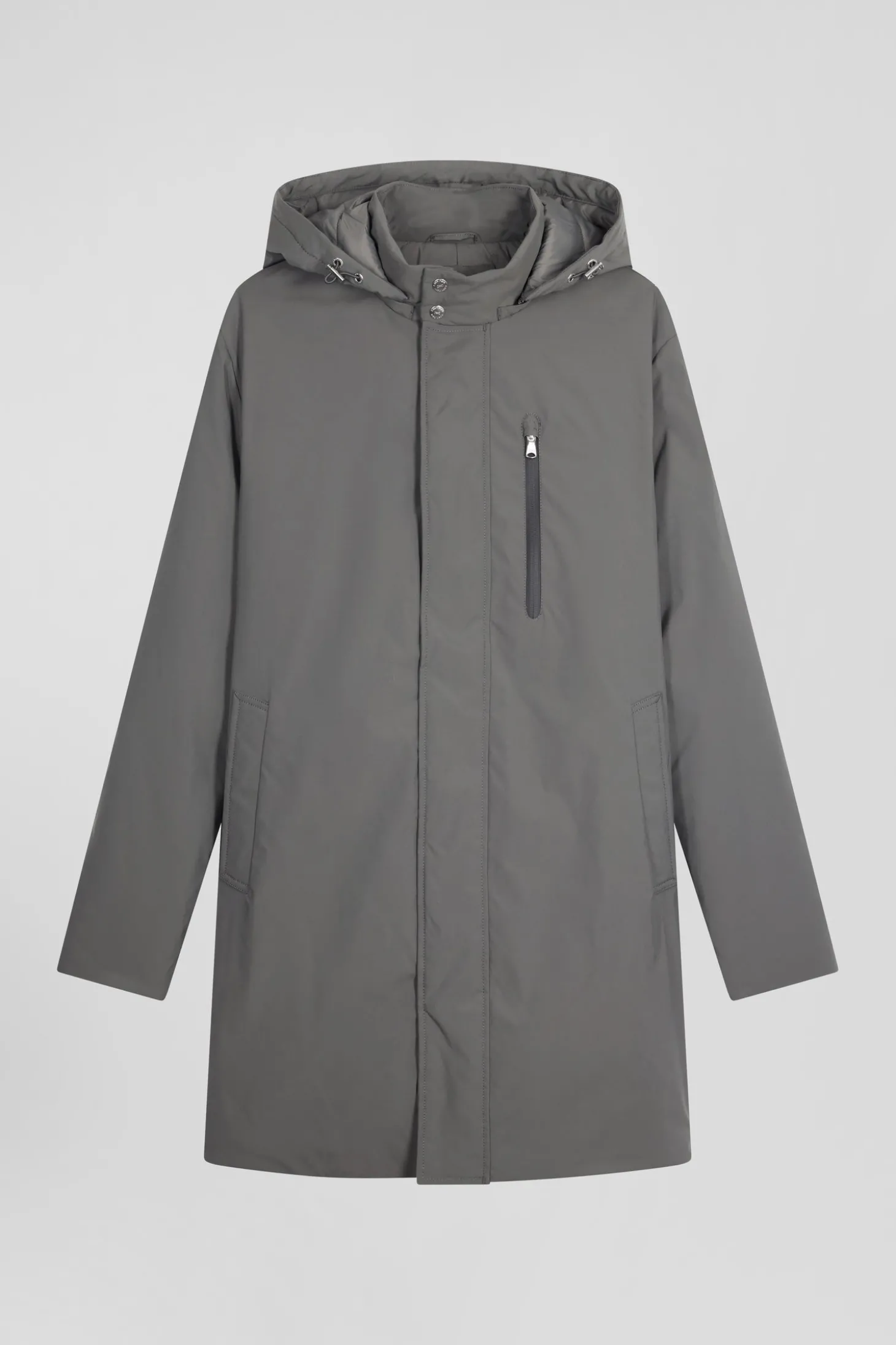 Grey hooded parka