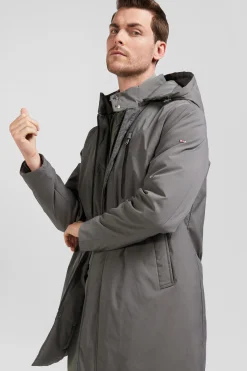 Grey hooded parka