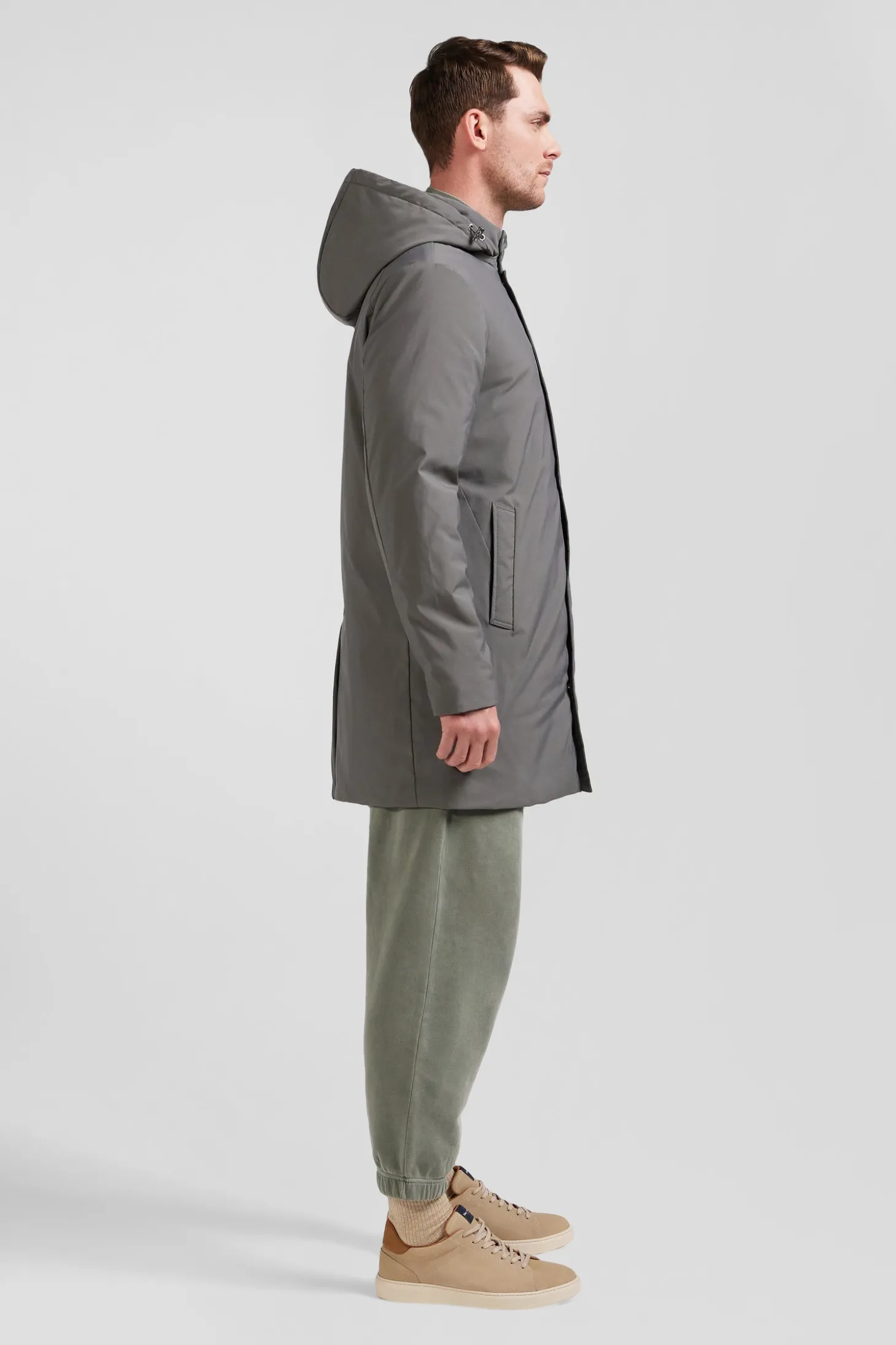 Grey hooded parka