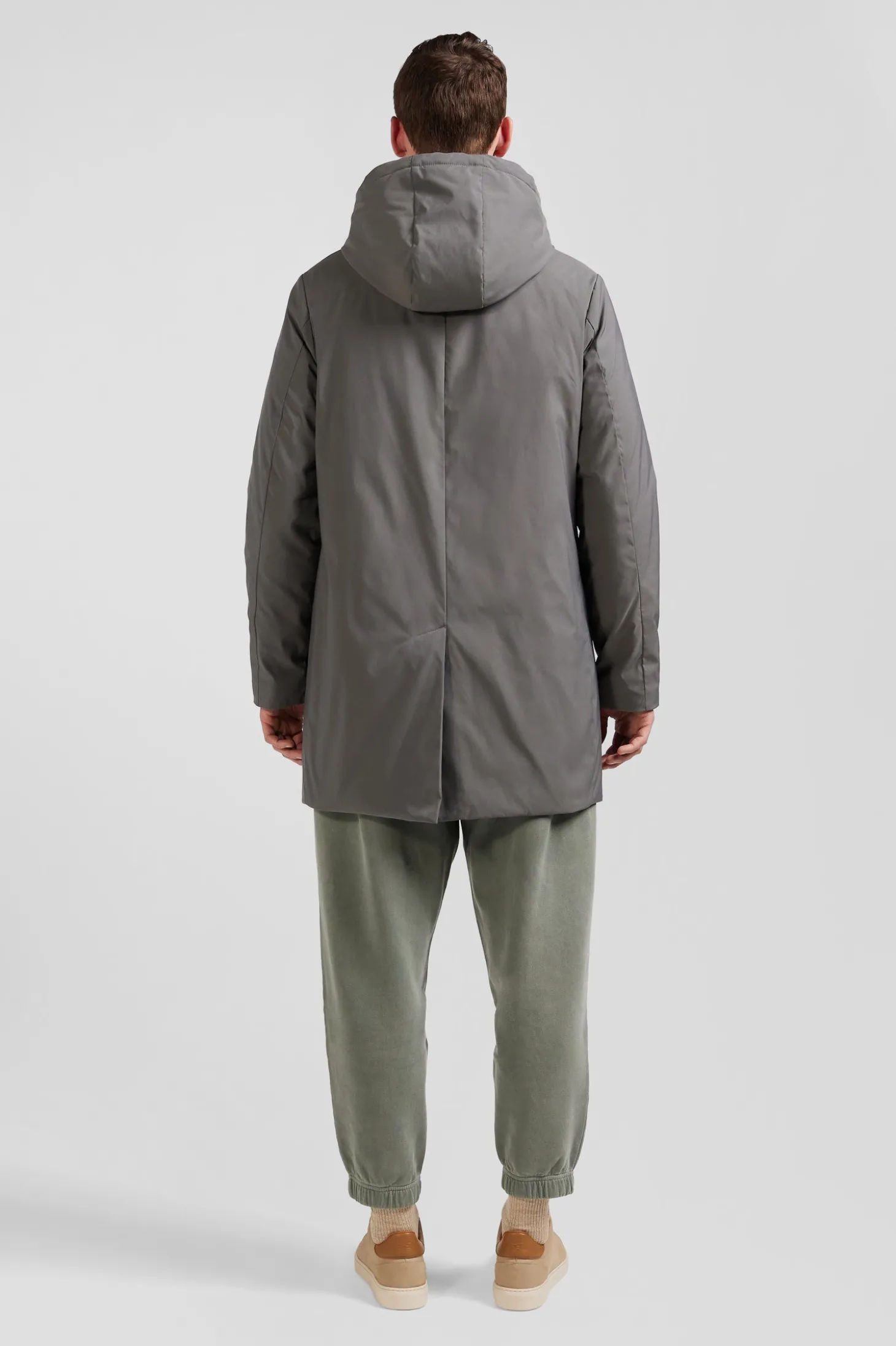 Grey hooded parka
