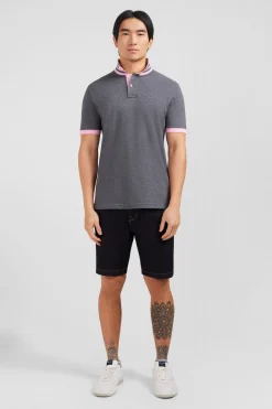 Grey pima cotton polo with contrasting accents