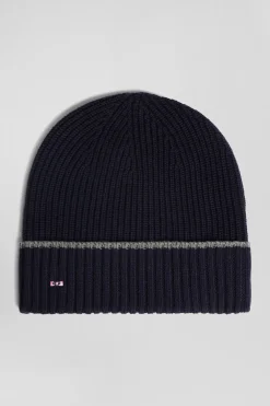 Grey ribbed knitted beanie