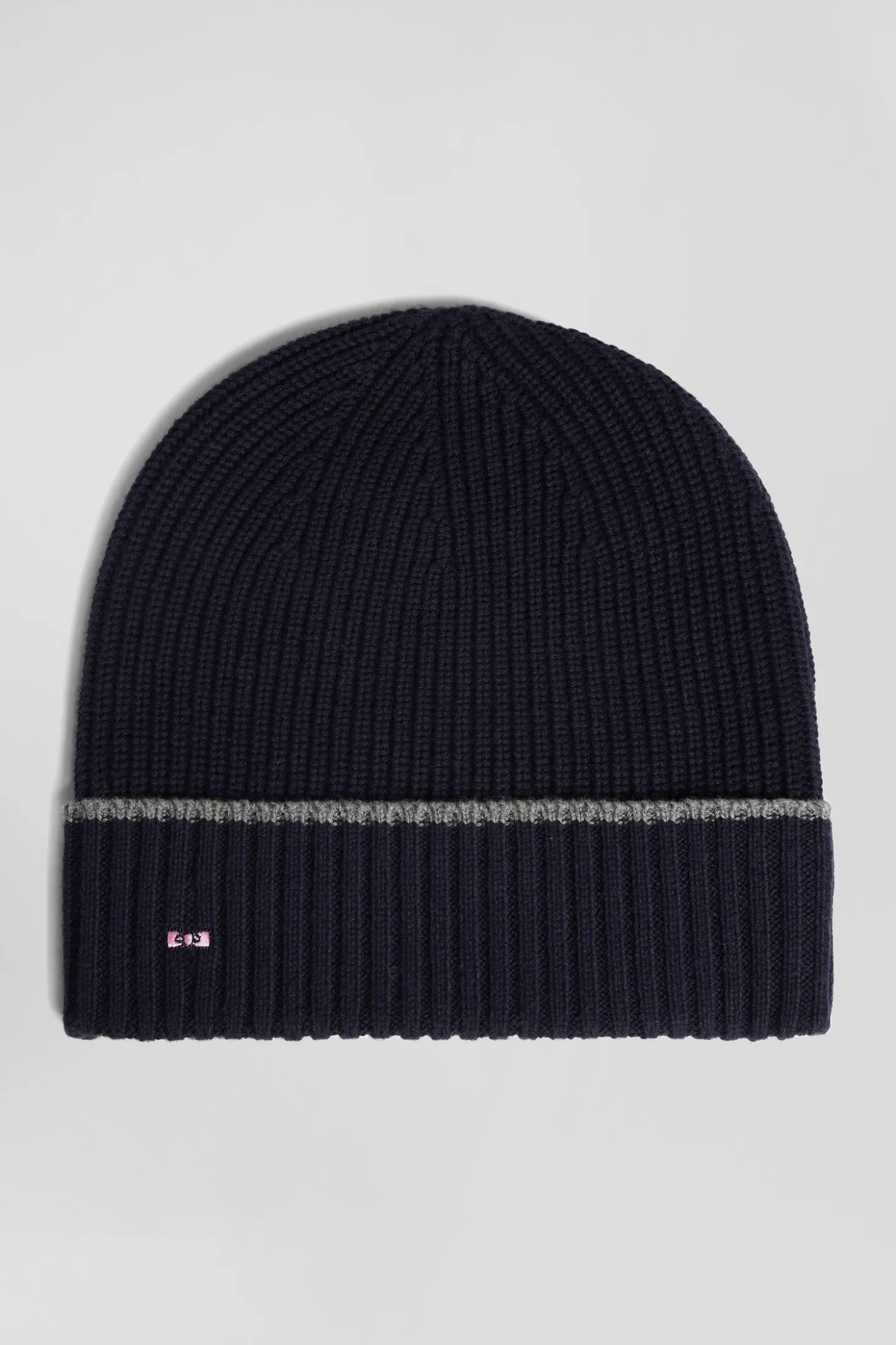 Grey ribbed knitted beanie