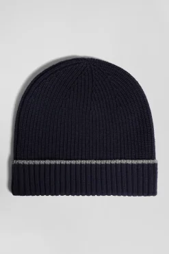 Grey ribbed knitted beanie
