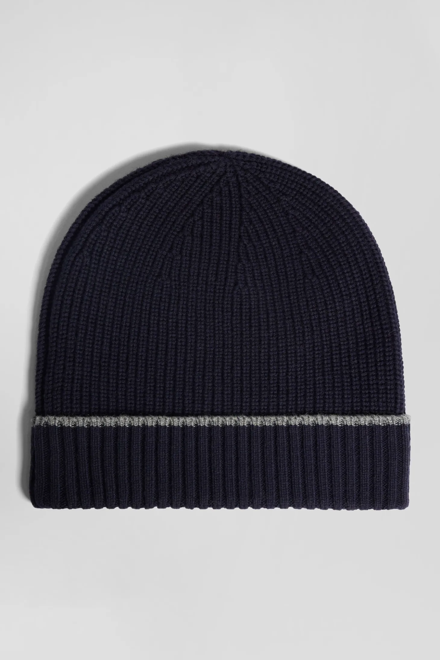 Grey ribbed knitted beanie
