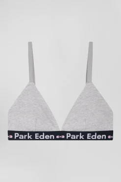 Grey stretch cotton bra with branded waistband