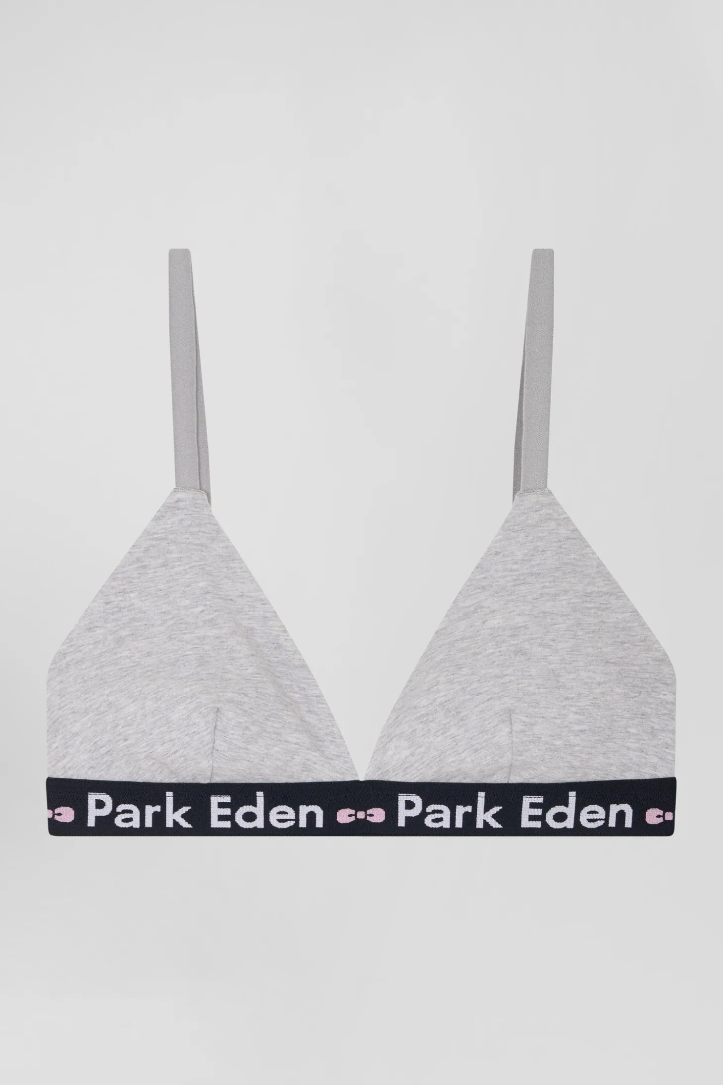 Grey stretch cotton bra with branded waistband