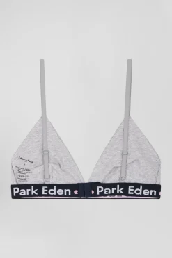 Grey stretch cotton bra with branded waistband