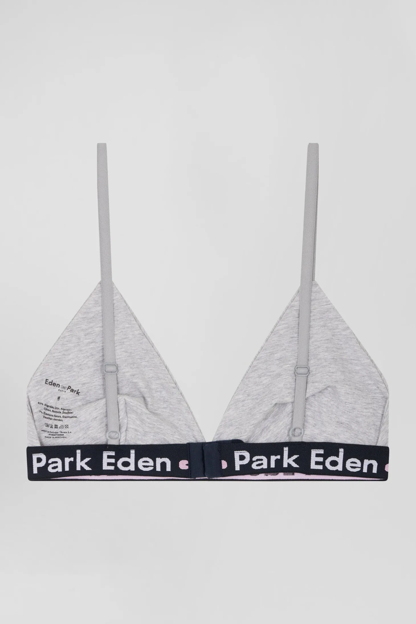 Grey stretch cotton bra with branded waistband
