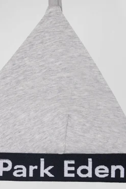Grey stretch cotton bra with branded waistband