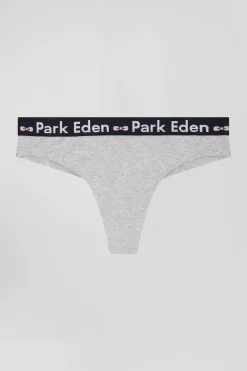 Grey stretch cotton jersey thong