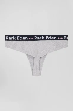 Grey stretch cotton jersey thong