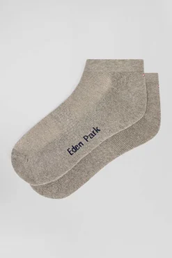 Grey stretch cotton low-cut socks